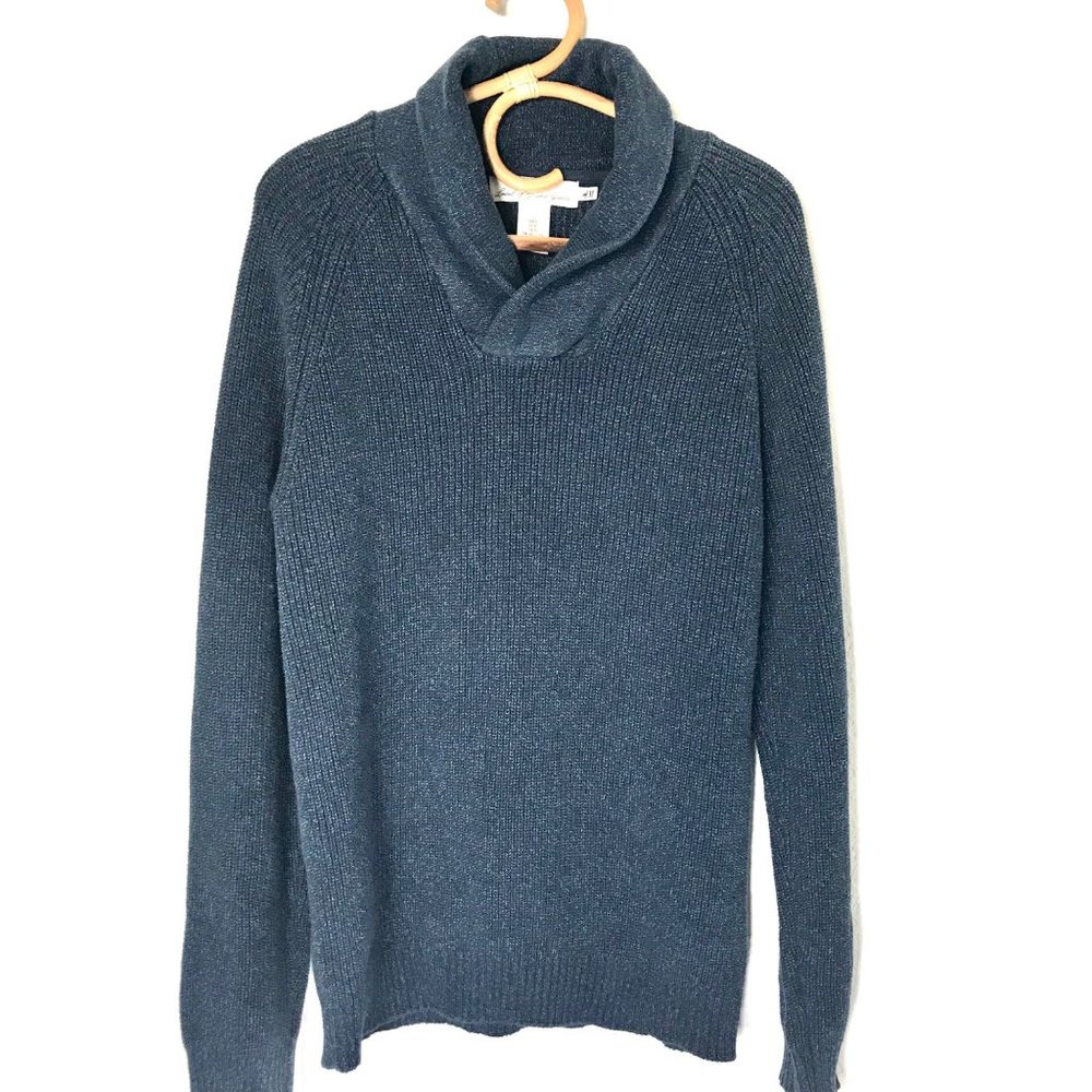 LOGG H&M Blue Cotton Shawl Collar Sweater XL Mens Label of Graded Goods
